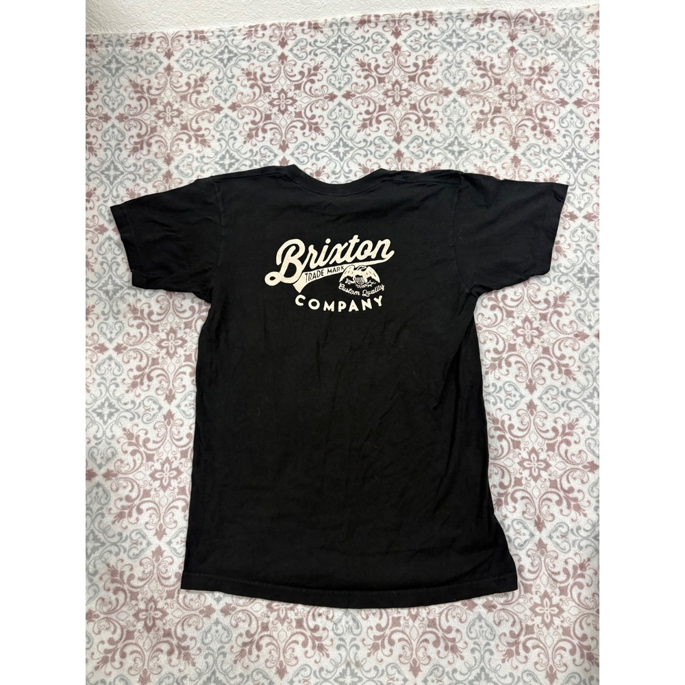 Brixton Company Mens Graphic T-Shirt Black Cotton Eagle Logo Size M